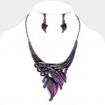 Purple Lilys Rhythmical Ombre Dipped in Madori Gunmetal Necklace